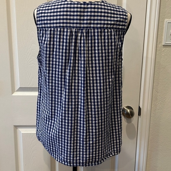 Dalia Sleeveless Cotton Blouse Size Large Blue & White Checks - Picture 4 of 8